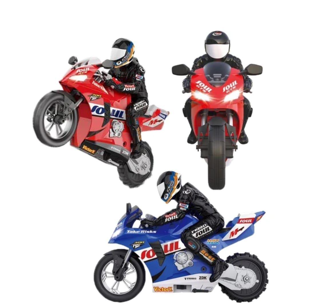 MOTOCICLETA MOTO C/R DE CARRERA, ACROBATICA JUGUETE 1:6 ROJA-7