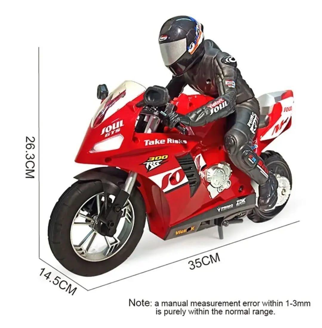 MOTOCICLETA MOTO C/R DE CARRERA, ACROBATICA JUGUETE 1:6 ROJA-3
