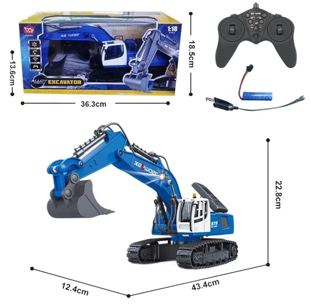 RETROEXCAVADORA CONTROL REMOTO 11 CANALES 1:18 AZUL-3