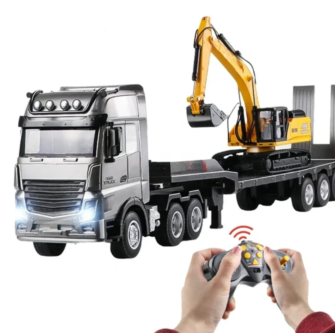 RETROEXCAVADORA CON CAMION CONTROL REMOTO Y RAMPA 9 CANALES-5