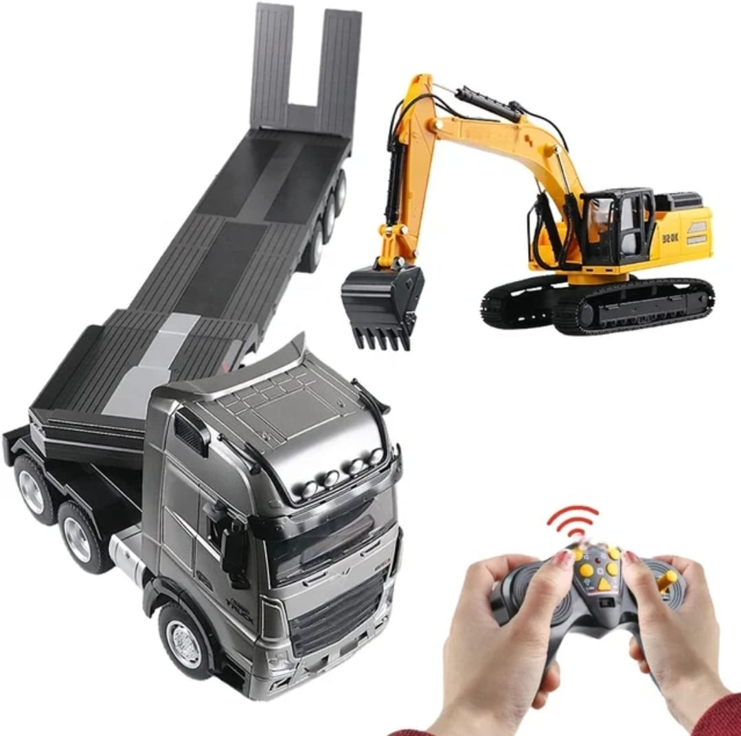 RETROEXCAVADORA CON CAMION CONTROL REMOTO Y RAMPA 9 CANALES-7