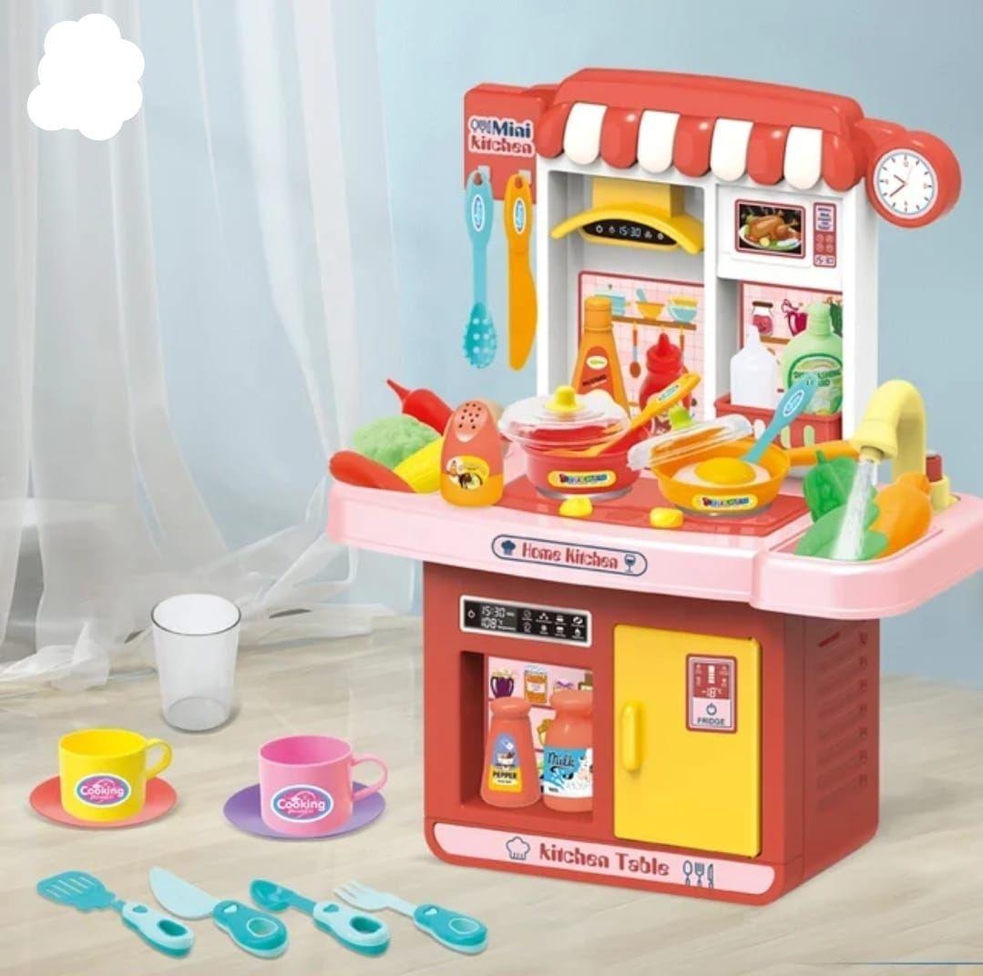 COCINA DE JUGUETE 33 ACCESORIOS LUCES ROSA-5