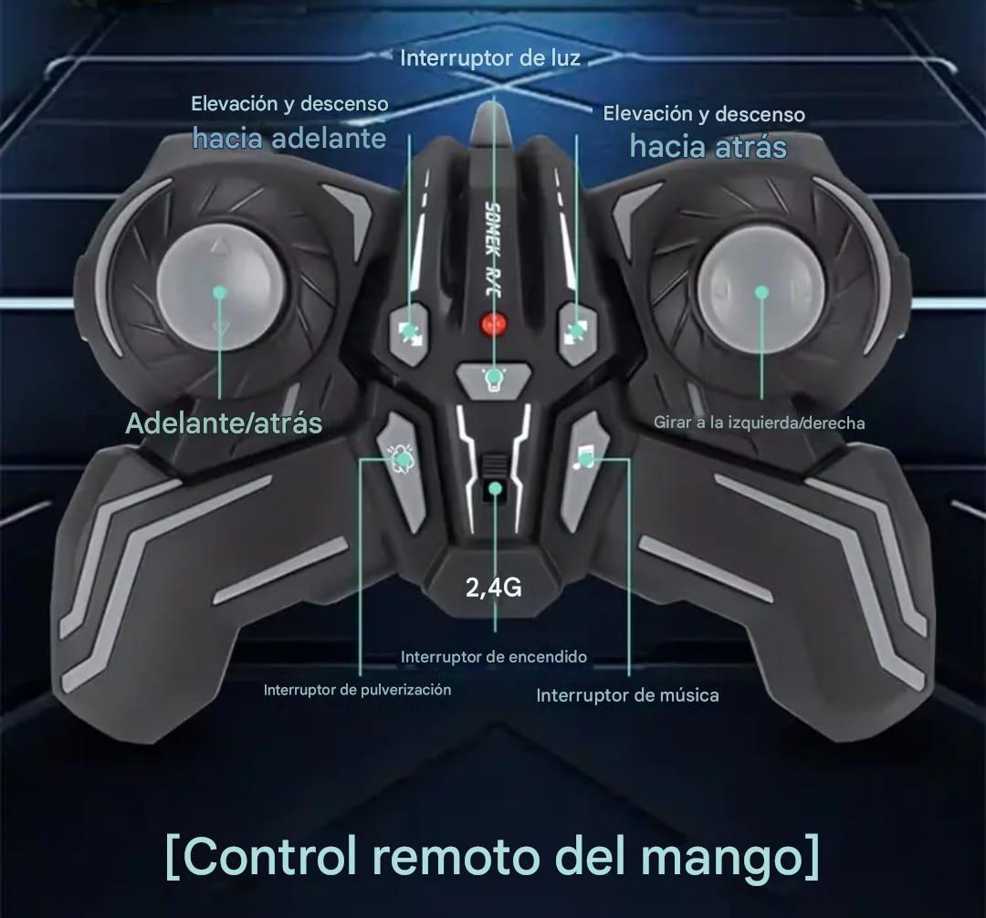 AUTO ACROBATA DOS CONTROL REMOTO LUCES SONIDO Y VAPOR NARANJO-5