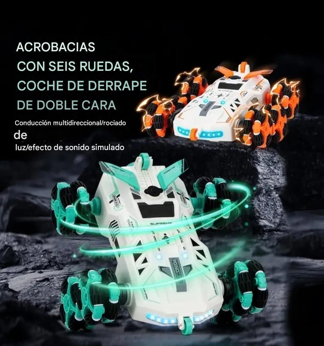AUTO ACROBATA DOS CONTROL REMOTO LUCES SONIDO Y VAPOR NARANJO-7