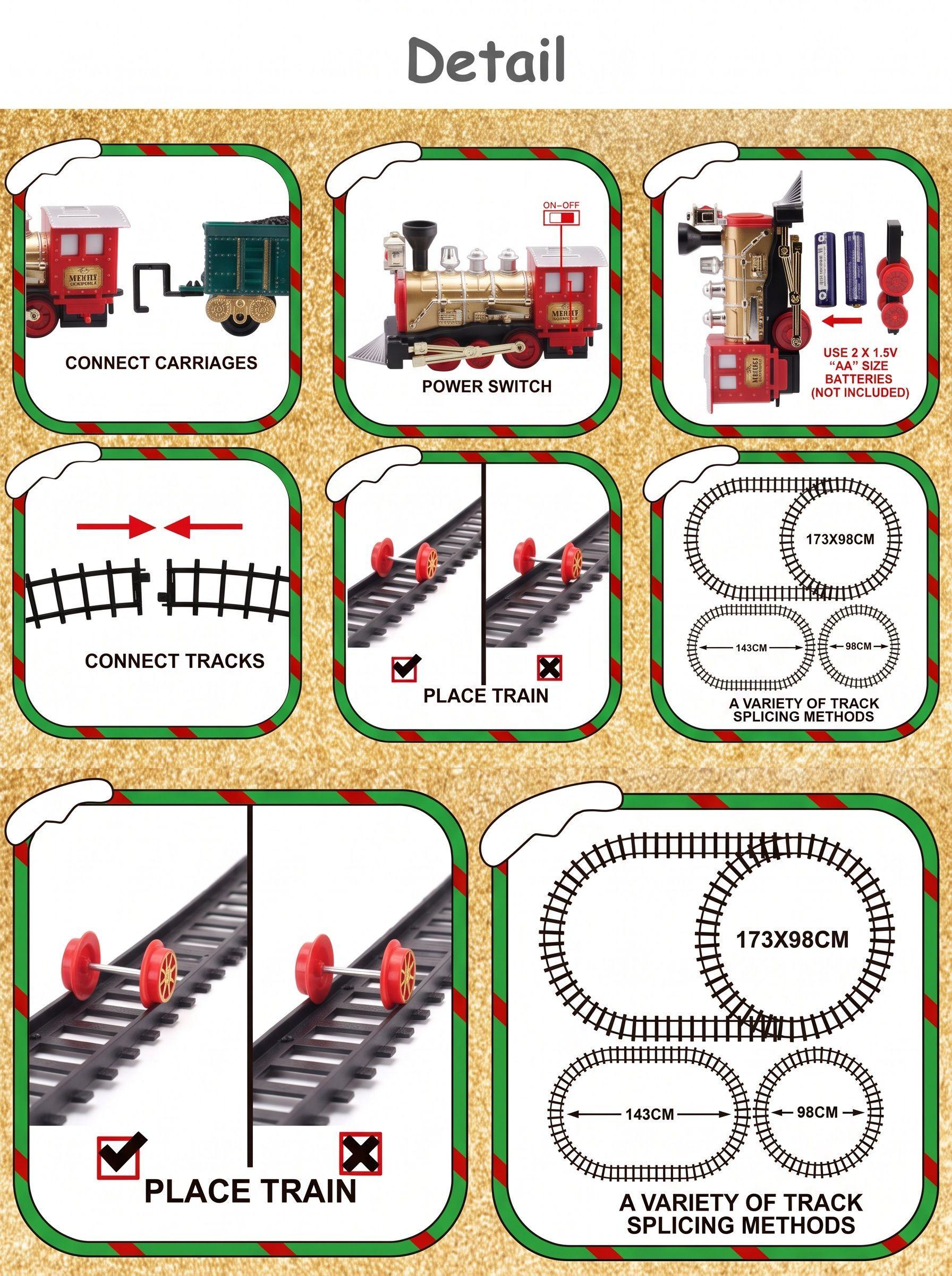 TREN DE NAVIDAD 35 PIEZAS CON LUZ Y SONIDO 572 CM DE RIELES-7