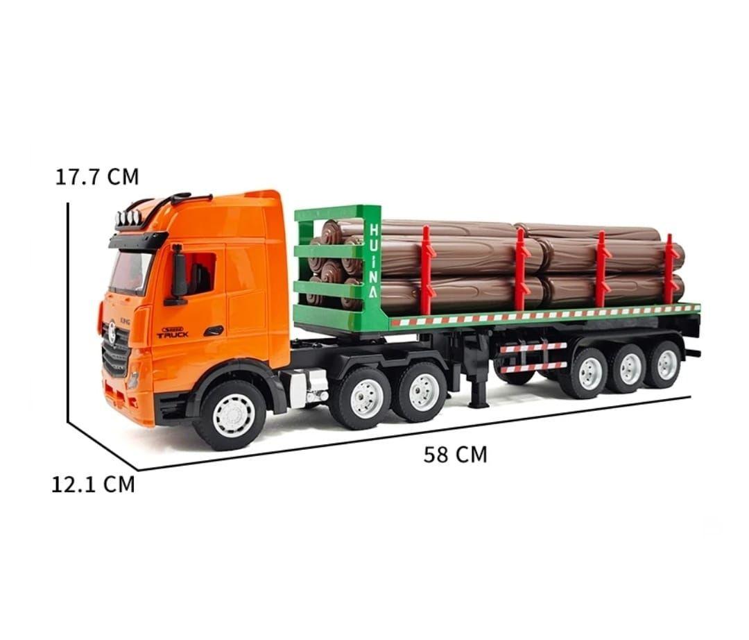 CAMION HUINA 1313 CON REMOLQUE CON MADERA C/REMOTO 2.4 GHZ-2