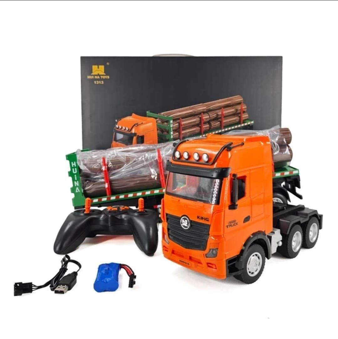 CAMION HUINA 1313 CON REMOLQUE CON MADERA C/REMOTO 2.4 GHZ-5
