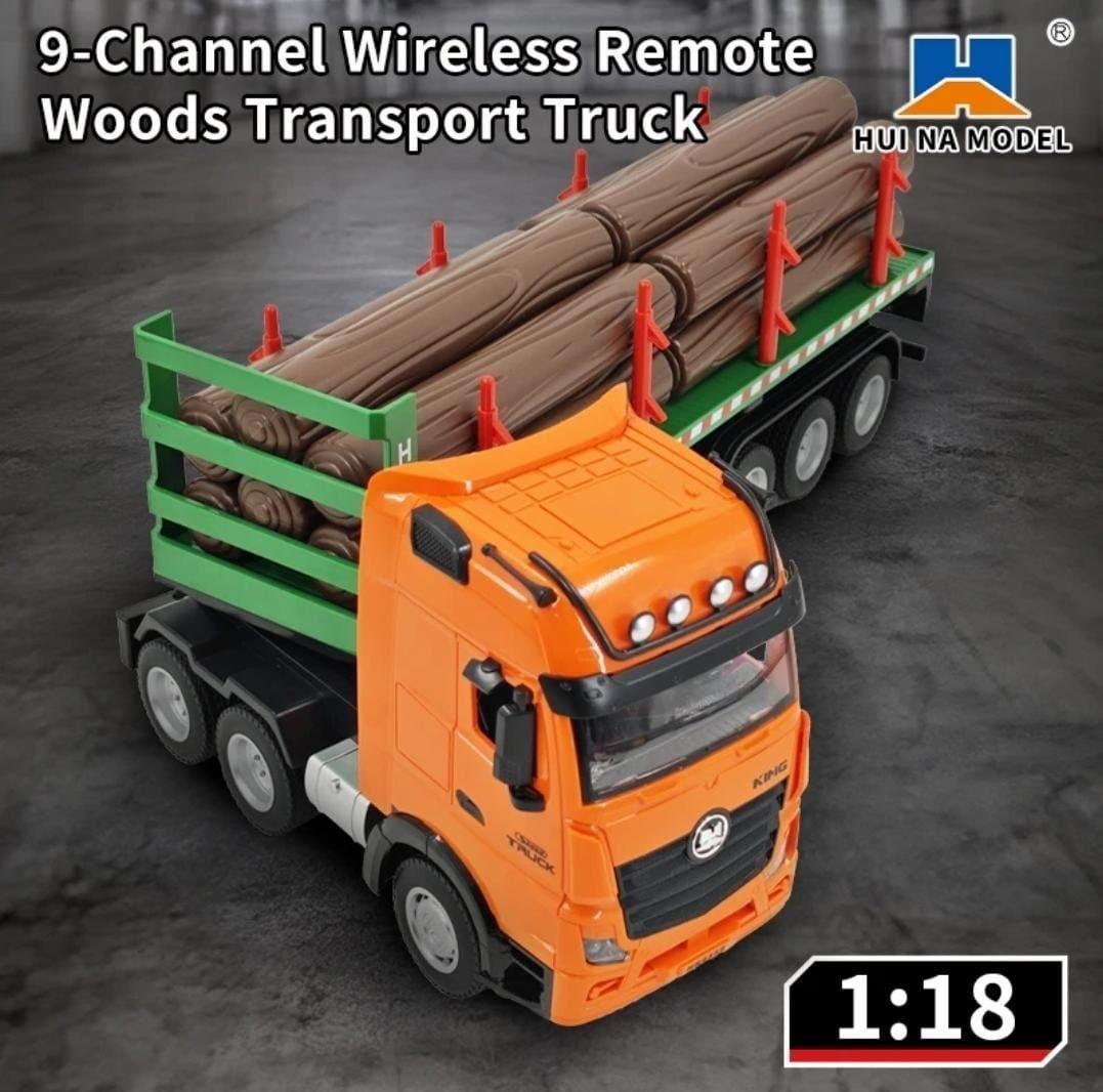 CAMION HUINA 1313 CON REMOLQUE CON MADERA C/REMOTO 2.4 GHZ-6