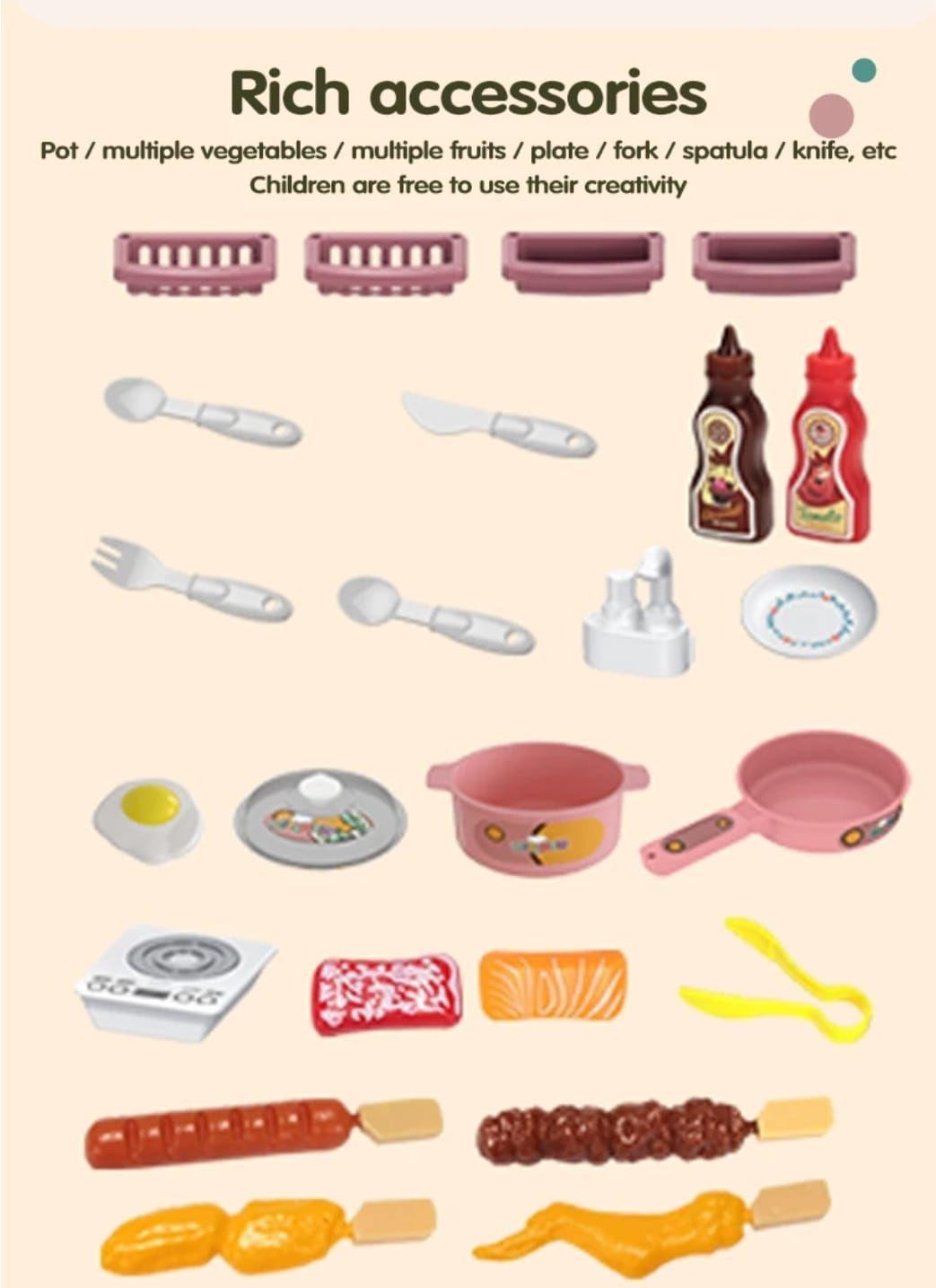 COCINA DE JUGUETE 25 ACCESORIOS LUCES Y SONIDO ROSADA-4