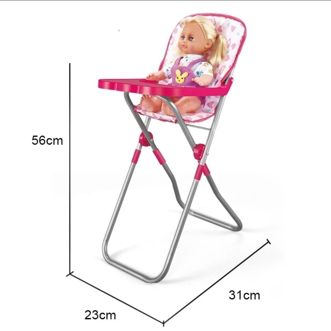 Muñeca con Accesorios Cuna silla Columpio y Mecedora Rosado-3