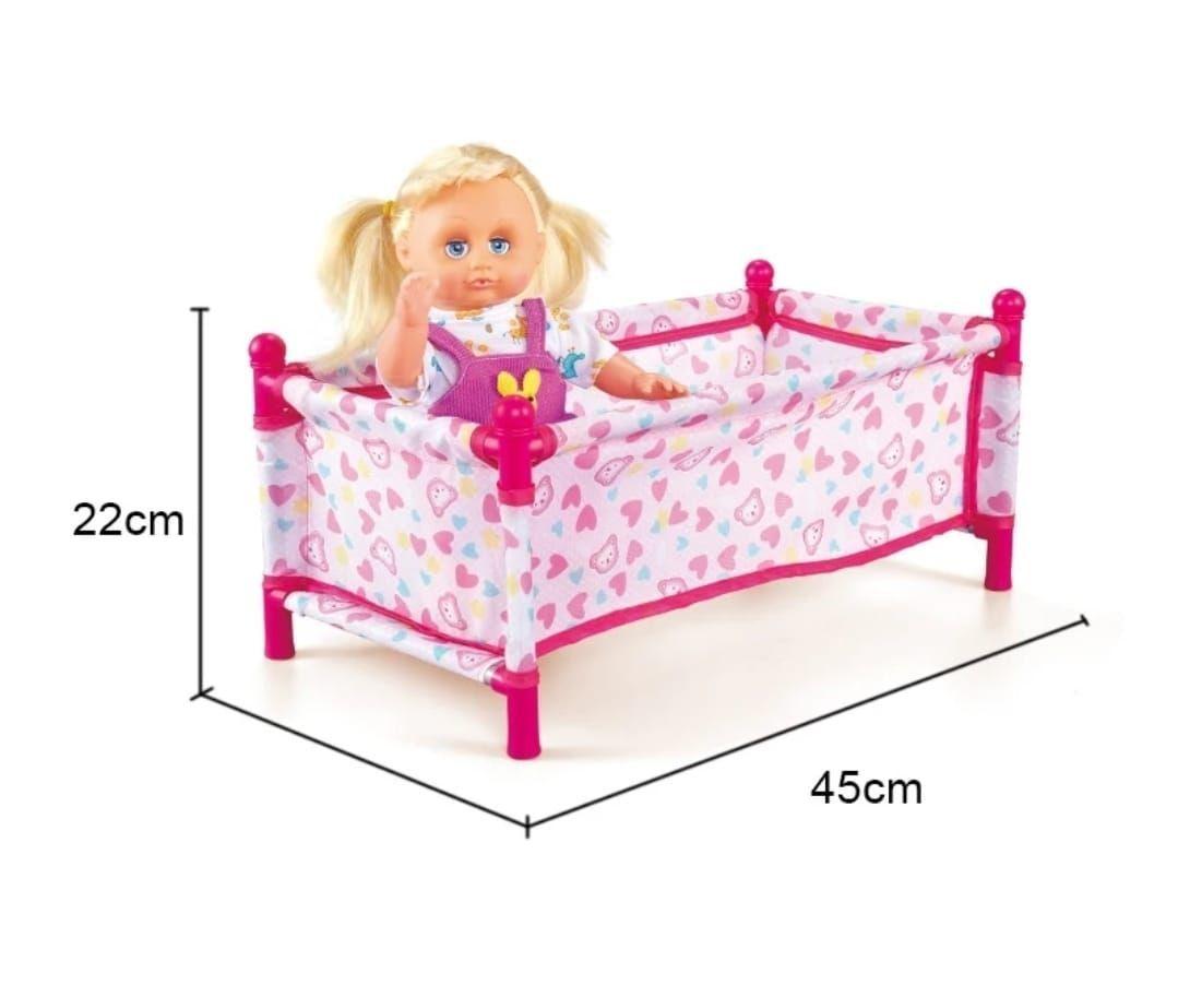 Muñeca con Accesorios Cuna silla Columpio y Mecedora Rosado-4