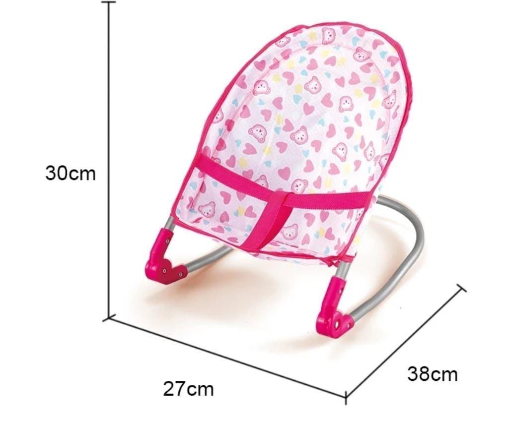 Muñeca con Accesorios Cuna silla Columpio y Mecedora Rosado-5
