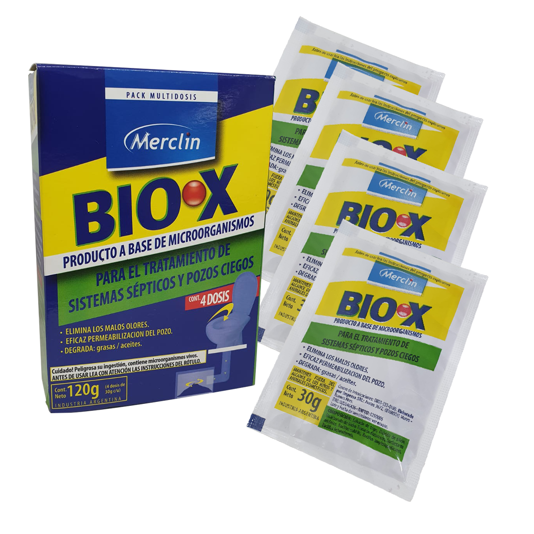 MERCLIN  BIO X- TRATAMIENTO SEPTICO  ESTUCHE 4 DOSIS-0