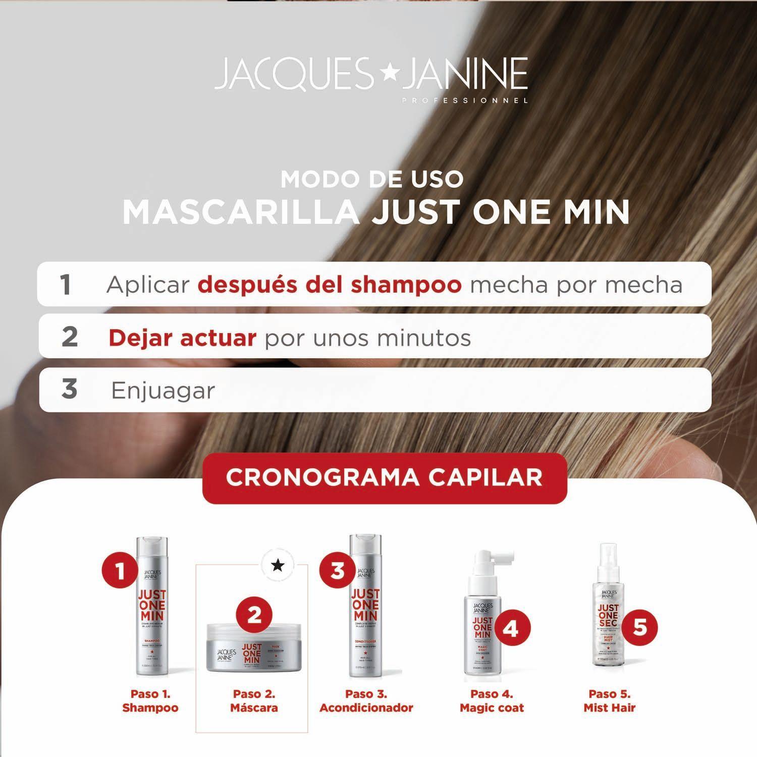 Mascarilla Pelo Antifrizz y Brillo Just One Minute Jacques Janine 80g-4