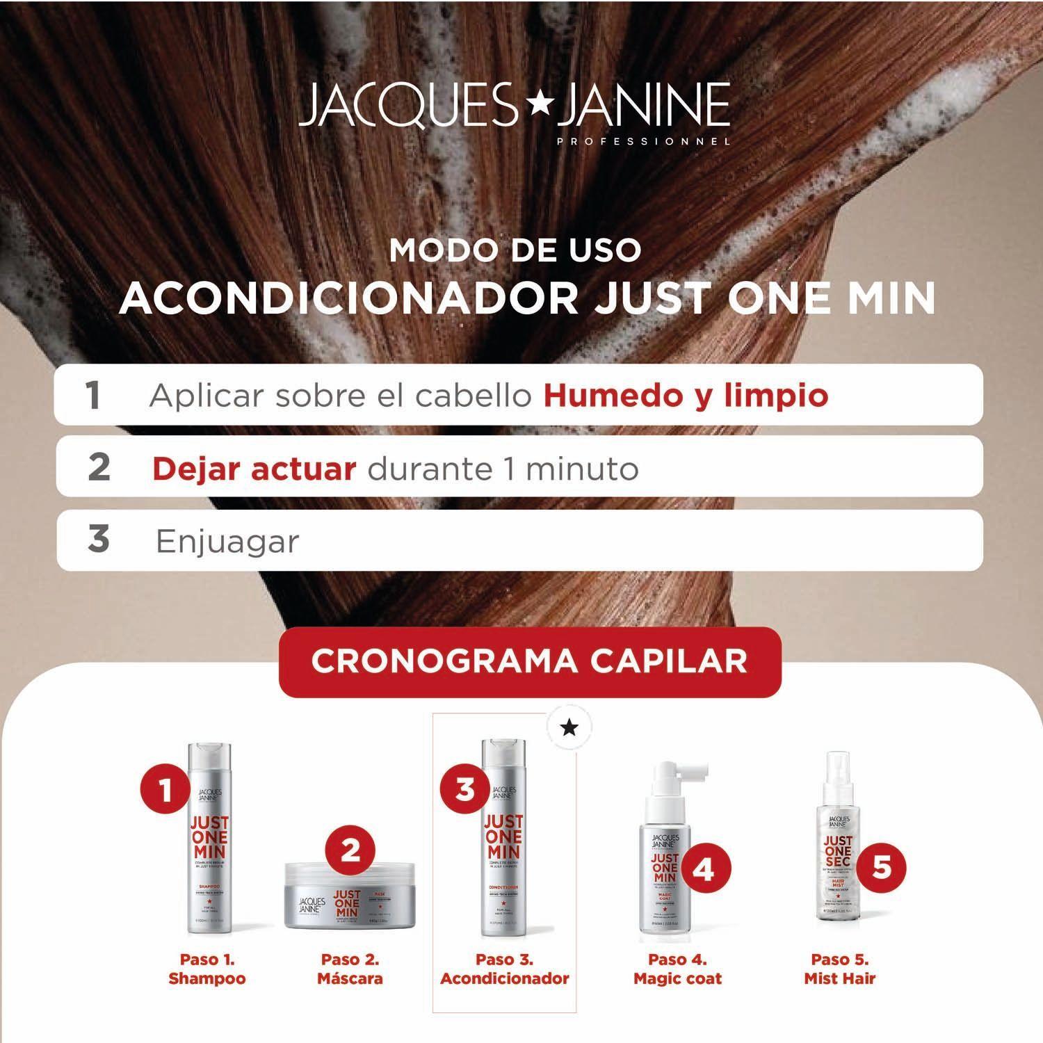 Acondicionador Just One Minute Jacques Janine 270ml Brillo y AntiFrizz-4