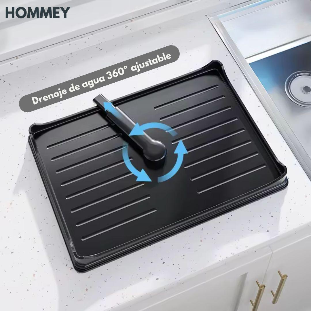 Secaplatos Escurridor 1 Nivel Acero Inox Negro Hommey-2