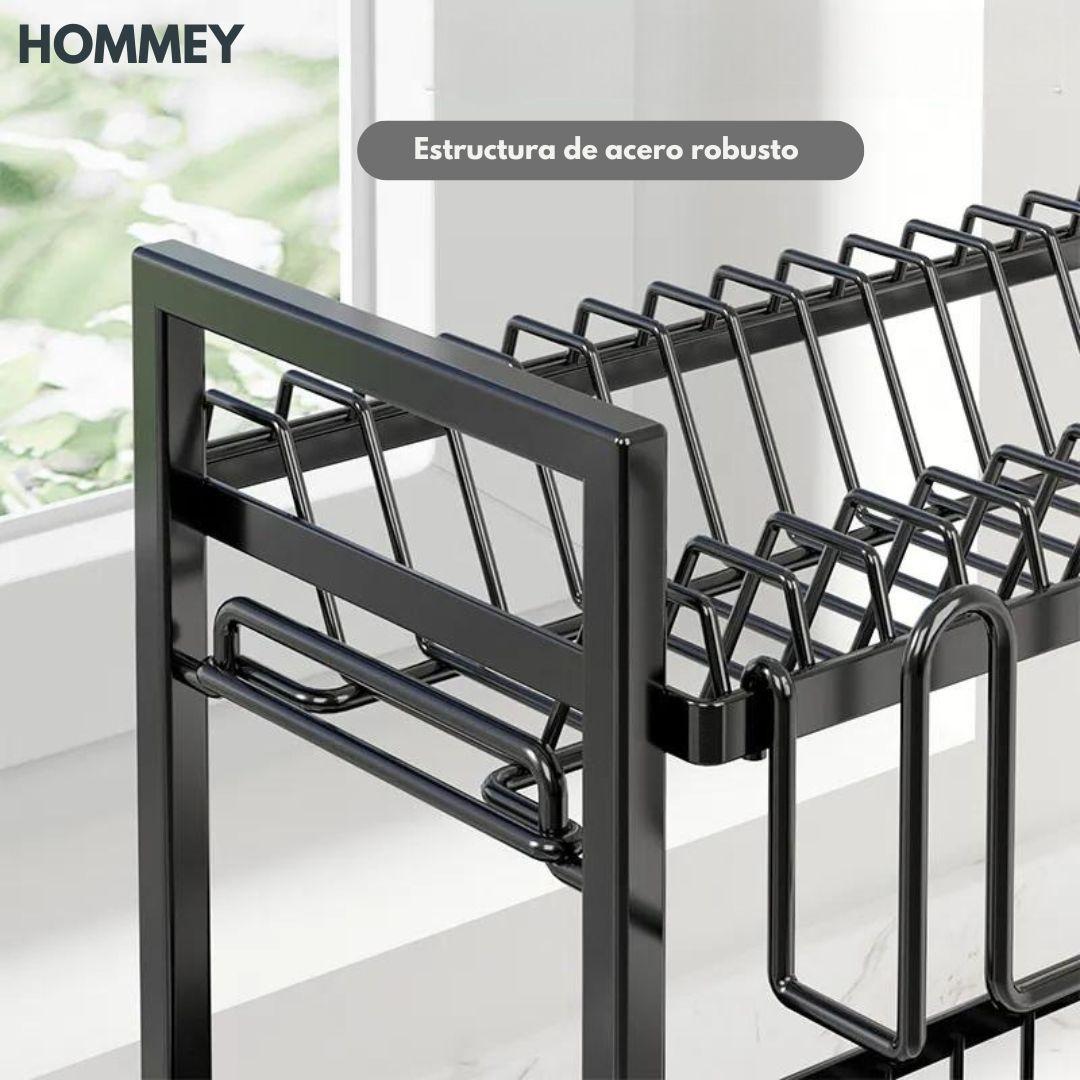 Secaplatos Escurridor 2 Niveles Negro Hommey-4