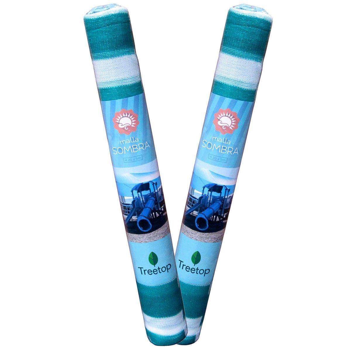 Malla Sombra Franj 80% de 4,2 × 5 m verde/blanco. PACK 2 uds-0
