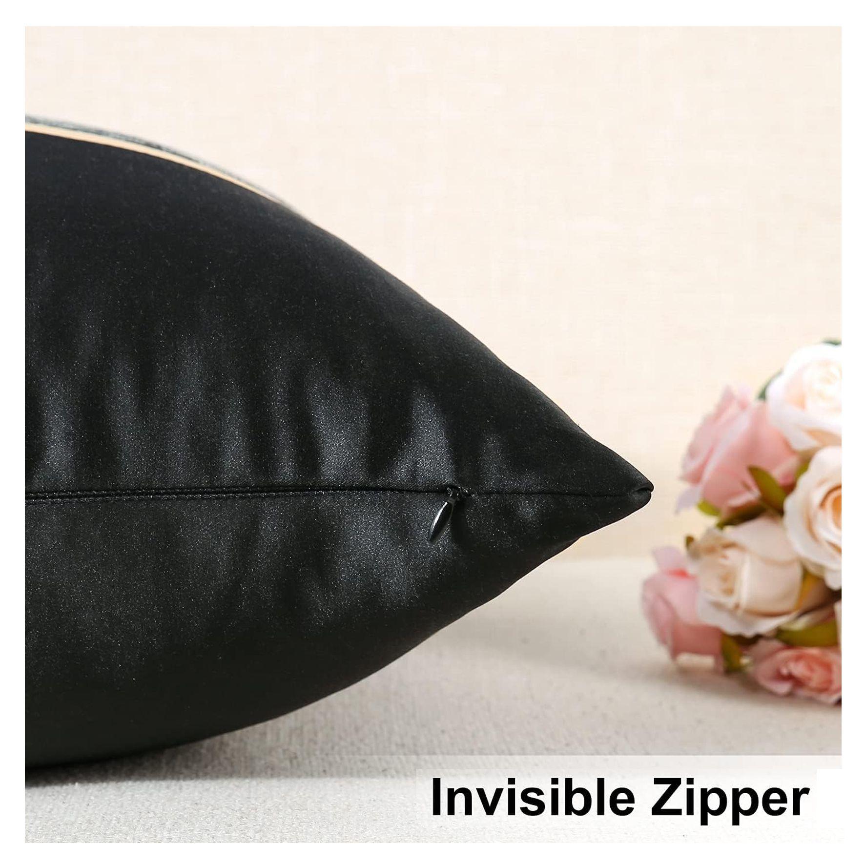 2 Fundas para Cojín Moderno Color Negro dorado 45x45 cms-1