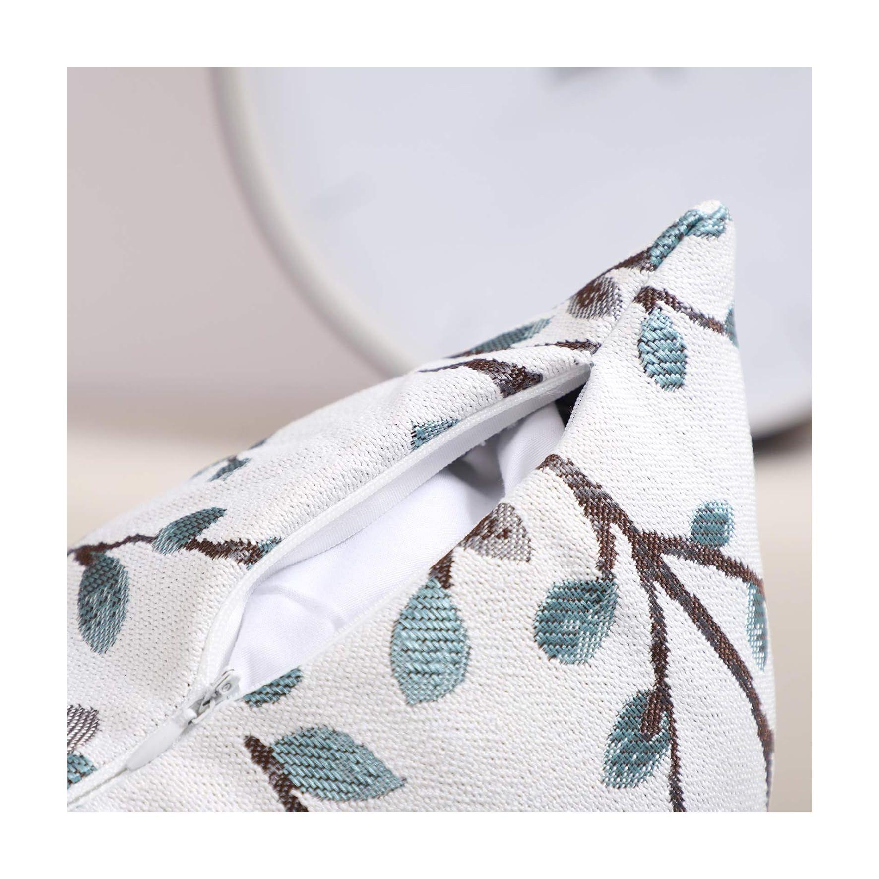 2 Fundas para Cojín Jacquard Hoja Bordado 50x30 cms-1