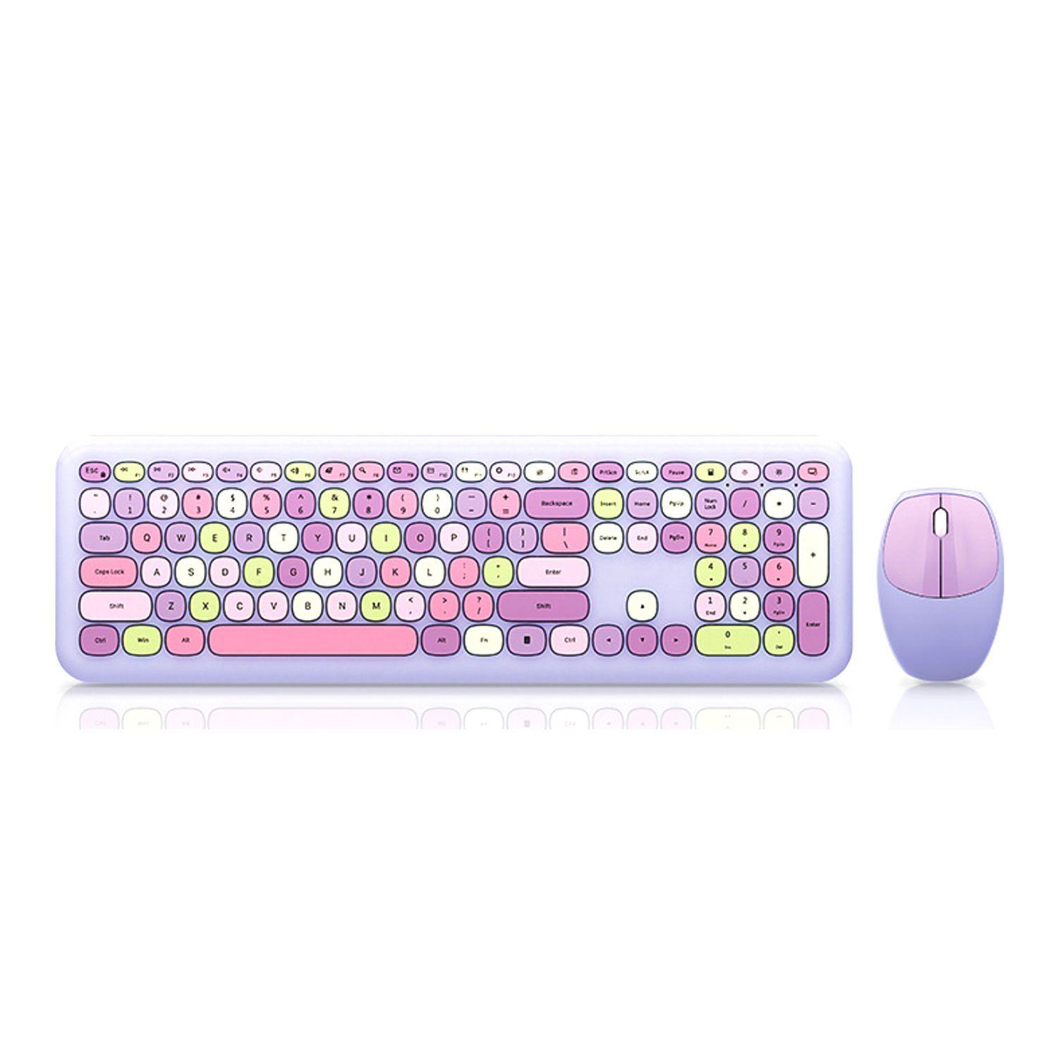 Kit Teclado y Mouse Inalámbrico MOFI Morado-2