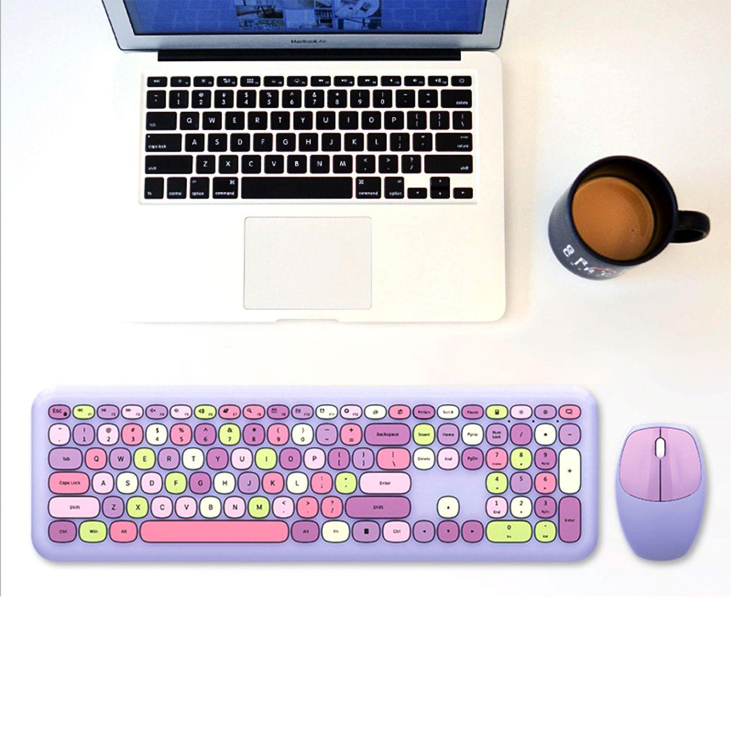 Kit Teclado y Mouse Inalámbrico MOFI Morado-3