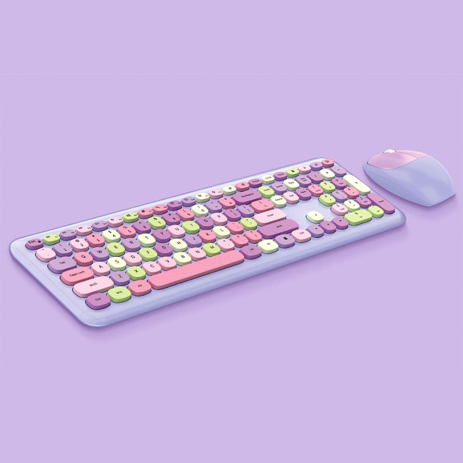 Kit Teclado y Mouse Inalámbrico MOFI Morado-5
