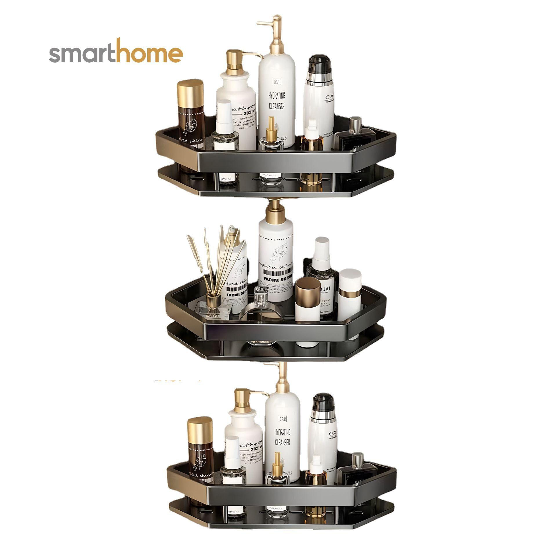 Set 3 Esquinero Baño Acero Mate Smarthome Negro-2