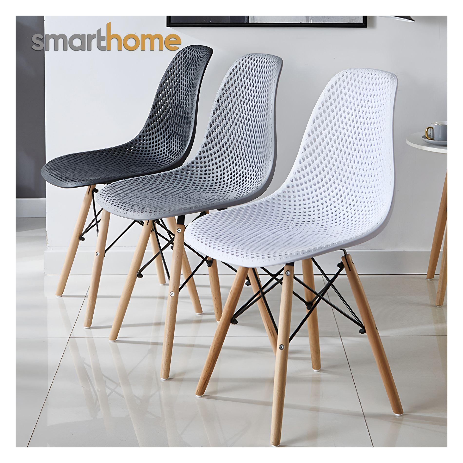 Kit 4 sillas modelo Eames diseño Smarthome color Gris-4