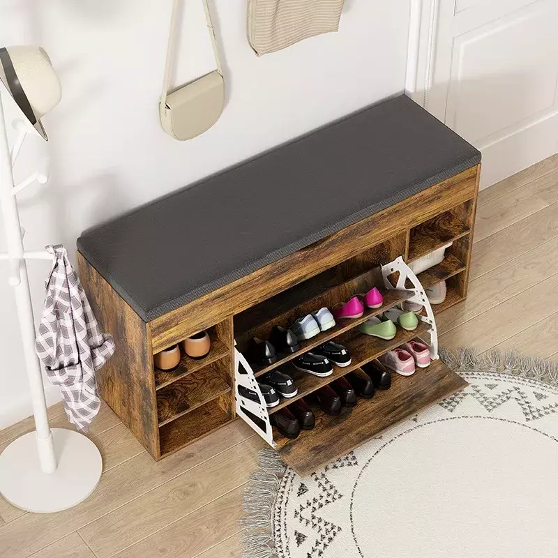 ZAPATERO ORGANIZADOR CON ASIENTO MULTIFUNCIONAL 120X35X50CM MARRON OSCURO ZAPATERO ORGANIZADOR-3