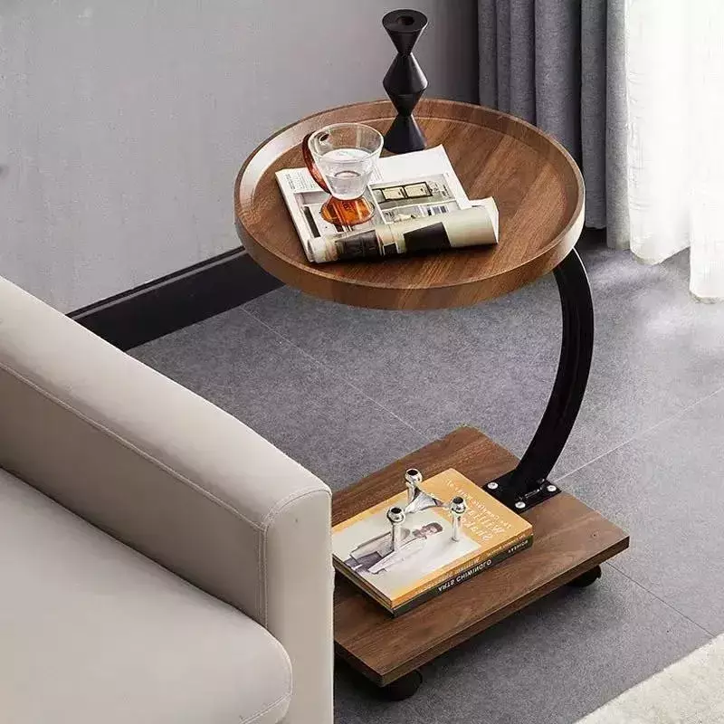 MESA DE CENTRO REDONDA LATERAL LIVING CON RUEDAS-2