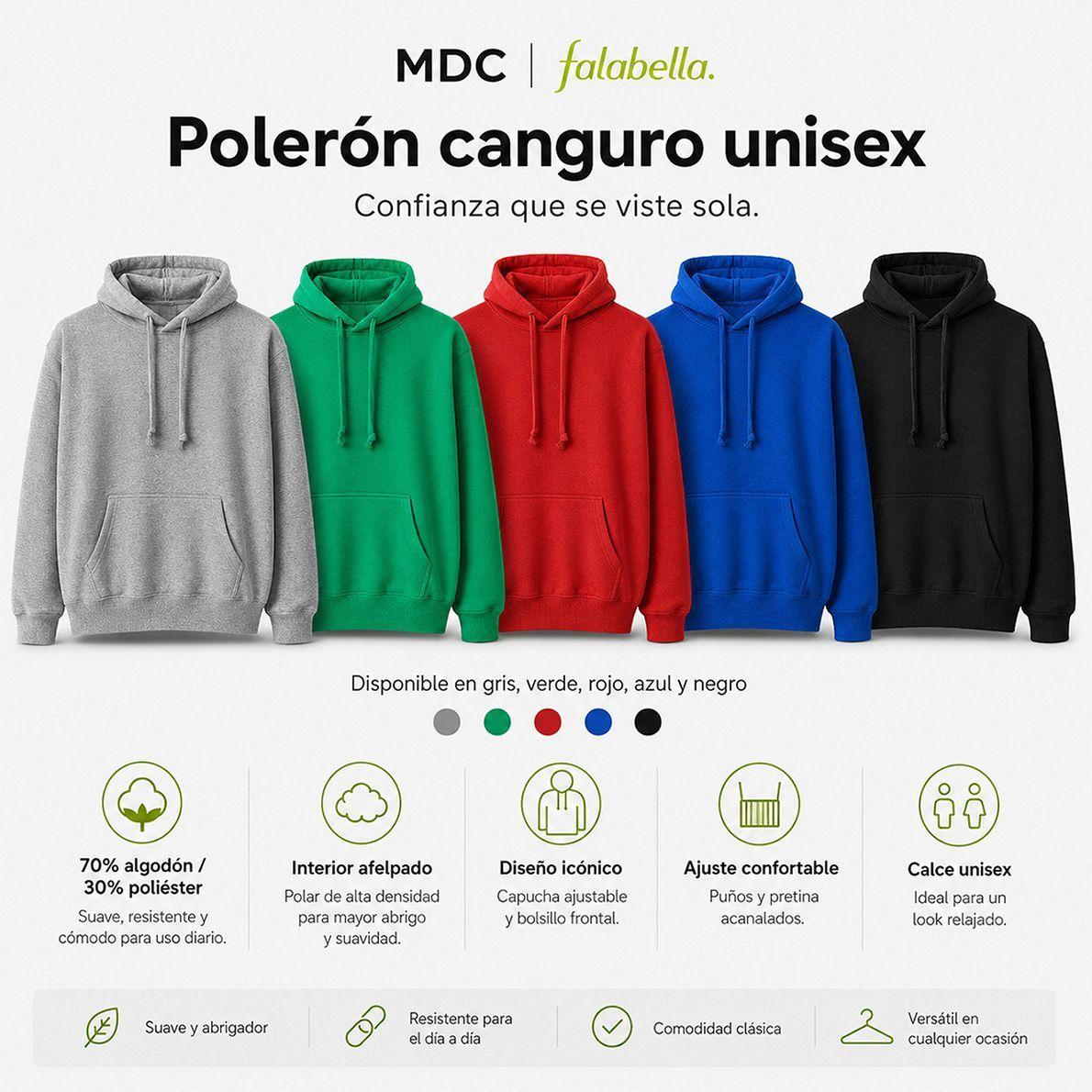 Poleron unisex canguro con capucha MDC-4