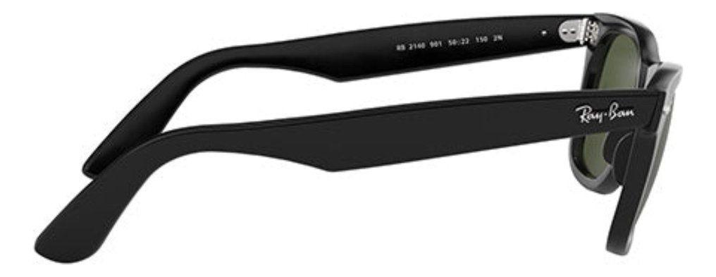 Anteojos Lentes de Sol Ray Ban Wayfarer RB2140F 901 54-18 Negro pulido/verde-3