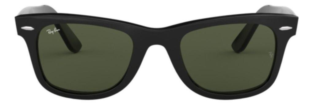 Anteojos Lentes de Sol Ray Ban Wayfarer RB2140F 901 54-18 Negro pulido/verde-4