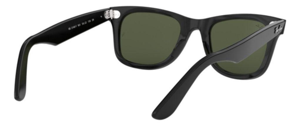 Anteojos Lentes de Sol Ray Ban Wayfarer RB2140F 901 54-18 Negro pulido/verde-5
