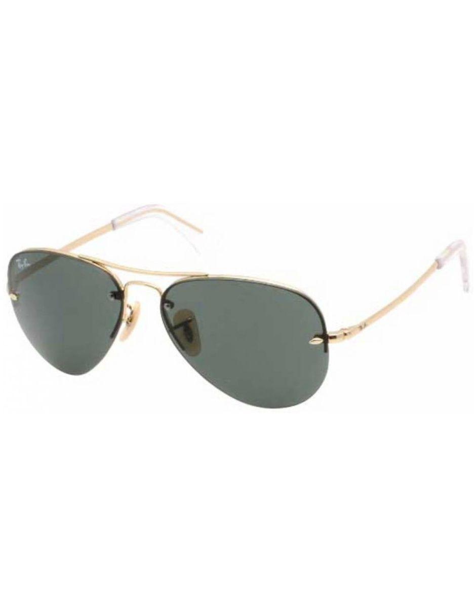 Anteojos Lentes de Sol Ray Ban Aviator RB3449 00171 59-14 Dorado/Verde-4