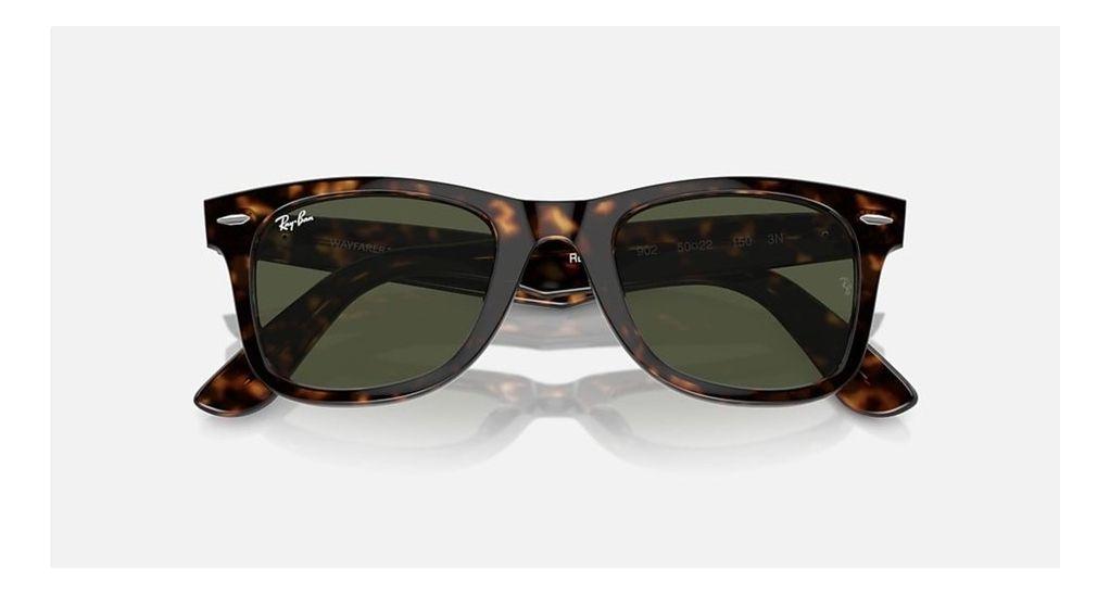 Anteojos Lentes de Sol Ray Ban Wayfarer RB2140 902 50-22 Tortuga pulida/verde-5