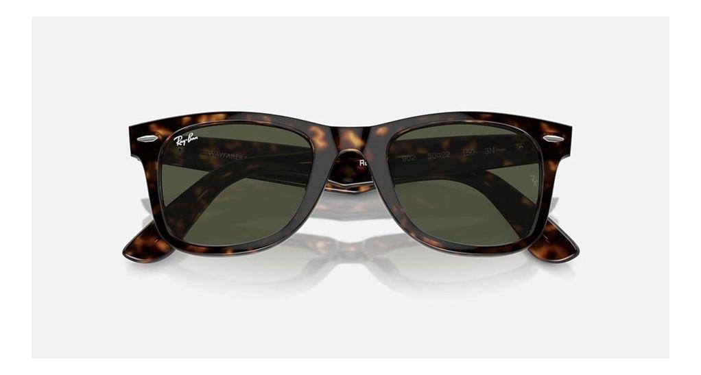 Anteojos Lentes de Sol Ray Ban Wayfarer RB2140 902 50-22 Tortuga pulida/verde-5