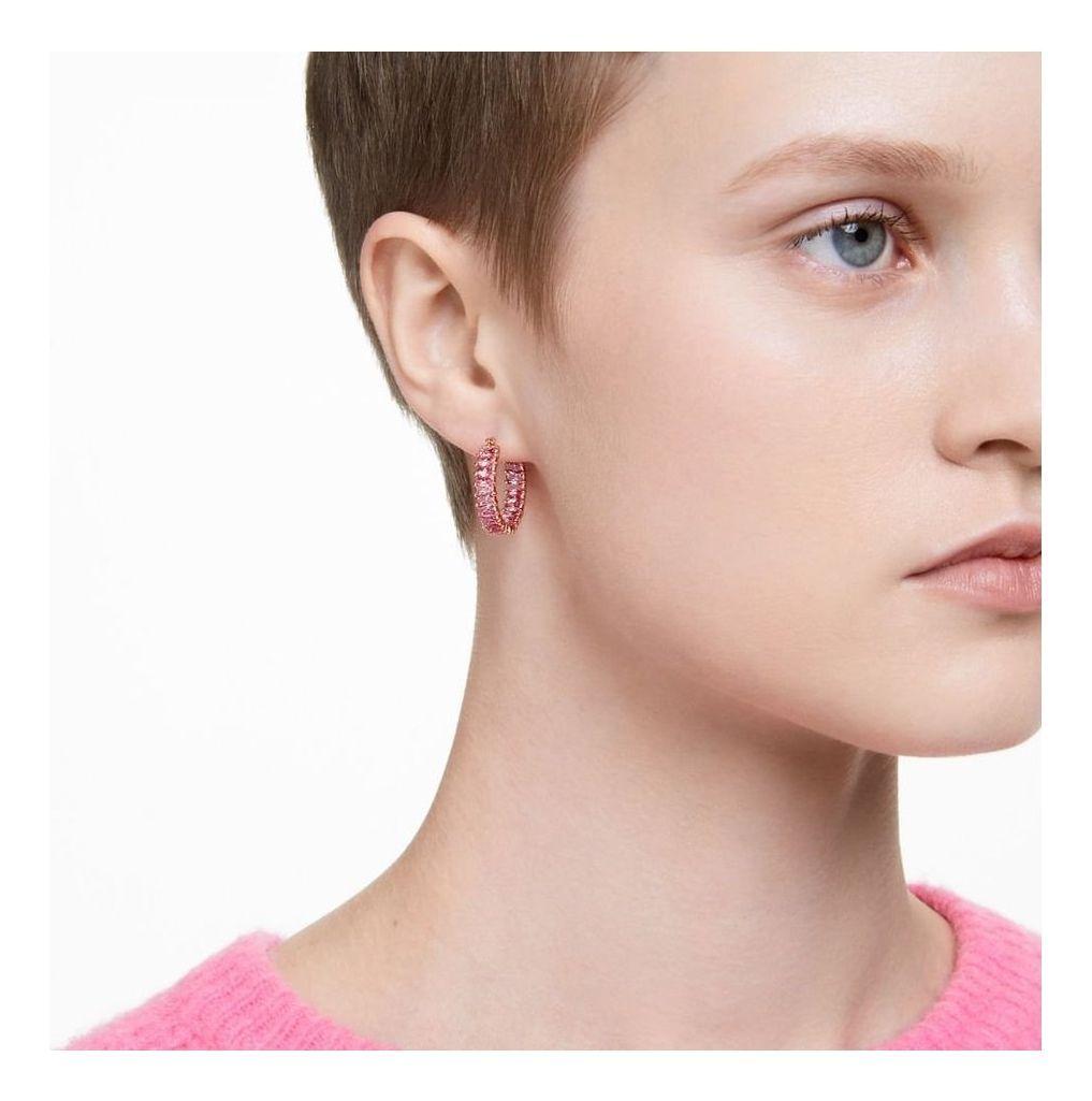 Pendientes de aro Swarovski Matrix Baño tono oro rosa 5657726-5