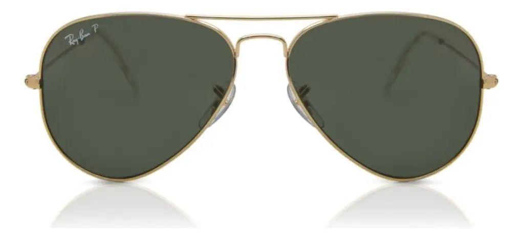 Anteojos Lentes de Sol Ray Ban Aviator RB3025 Polarizado Dorado/Verde 55-14-0