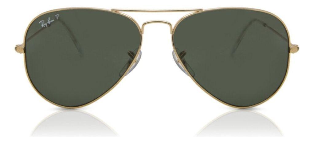 Anteojos Lentes de Sol Ray Ban Aviator RB3025 Polarizado Dorado/Verde 55-14-1
