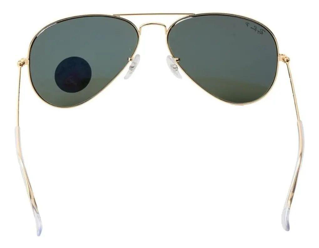 Anteojos Lentes de Sol Ray Ban Aviator RB3025 Polarizado Dorado/Verde 55-14-4
