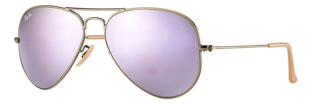Anteojos Lentes de Sol Ray Ban Aviator RB3025 Espejo color bronce y lila 58-14-0