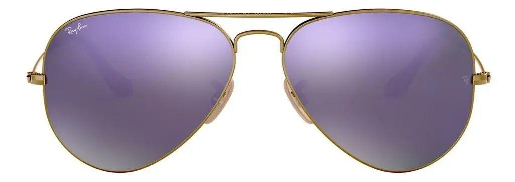 Anteojos Lentes de Sol Ray Ban Aviator RB3025 Espejo color bronce y lila 58-14-4