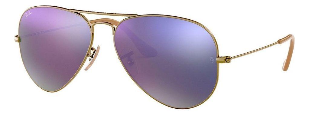 Anteojos Lentes de Sol Ray Ban Aviator RB3025 Espejo color bronce y lila 58-14-5