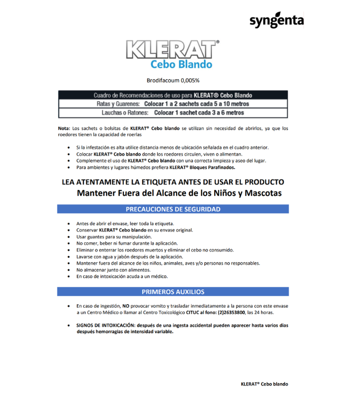 Veneno Cebo Blando Ratas y Ratones Klerat 150g Raticida Anticoagulante-2