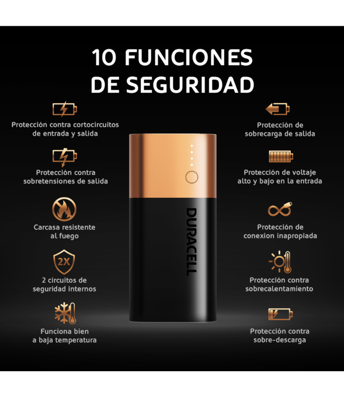 Bater a Externa Power Bank Duracell Pb2 6700 Mah Color Negro-3