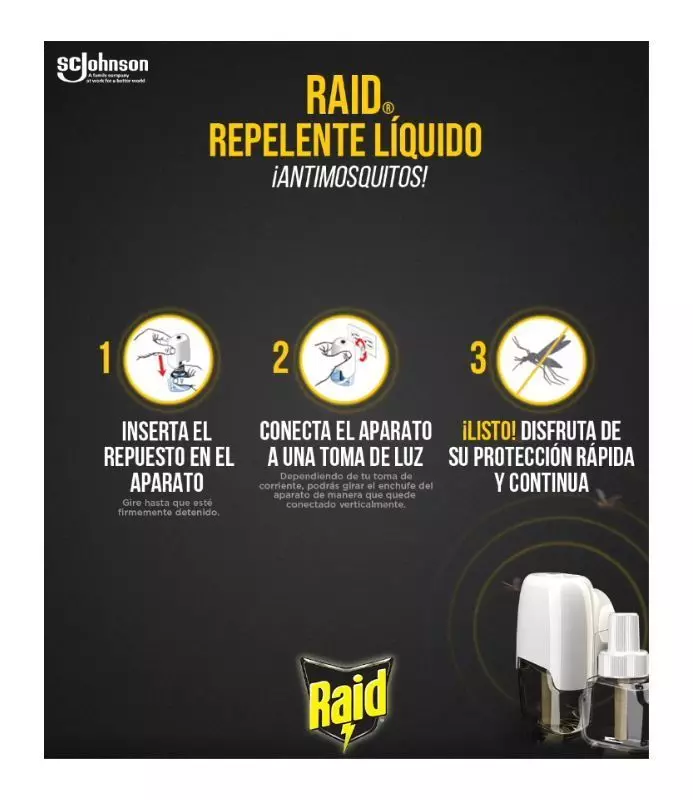 Insecticida electrico para 45 noches aparato repuesto raid-4