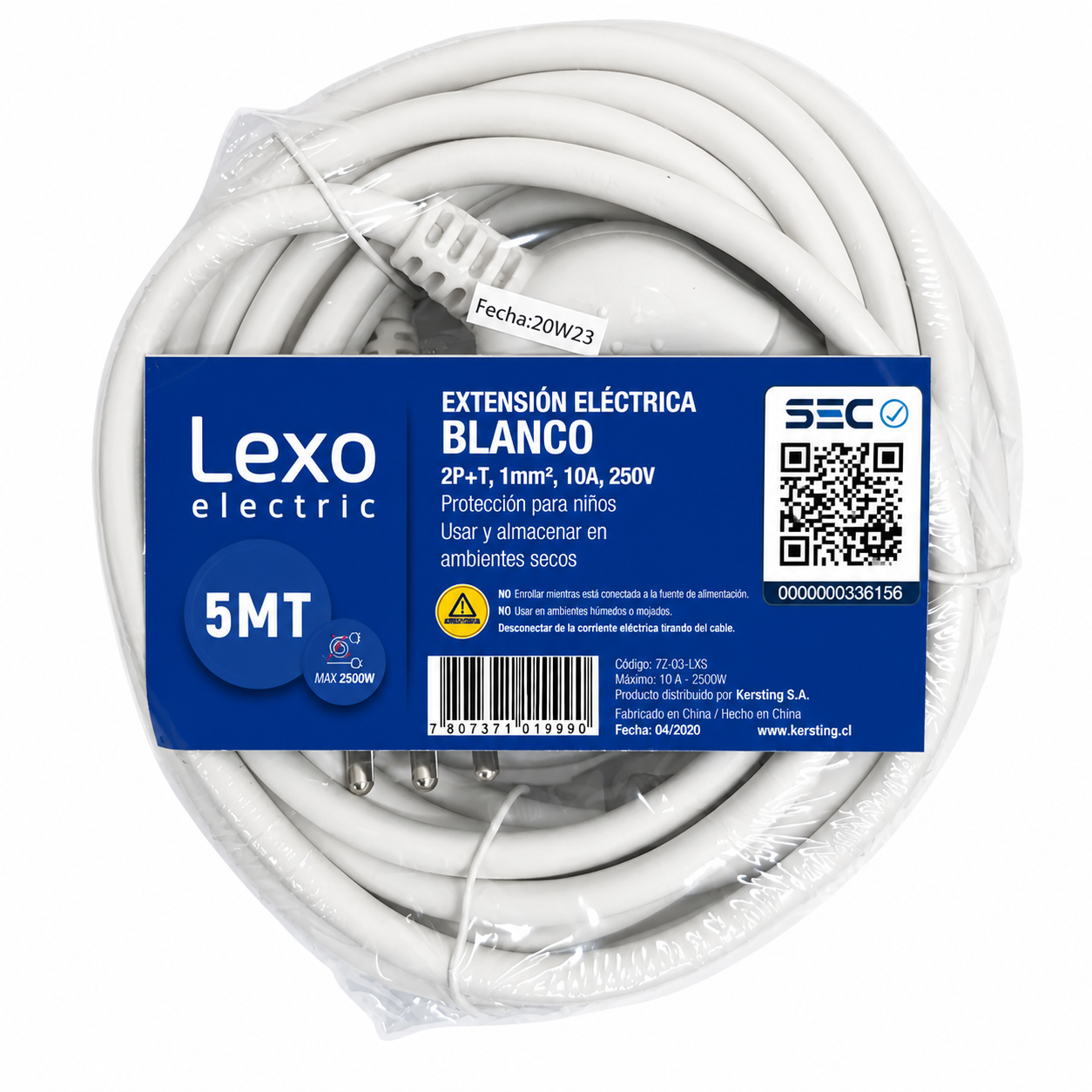 ALARGADOR SIMPLE 10A 2P T 5 METROS BLANCO-0