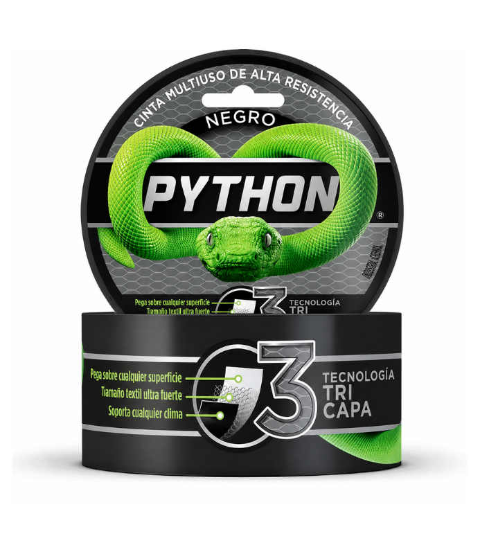 Cinta Multiuso Alta Resistencia Python 48mmx9mts Color Negro Duct Tape-2